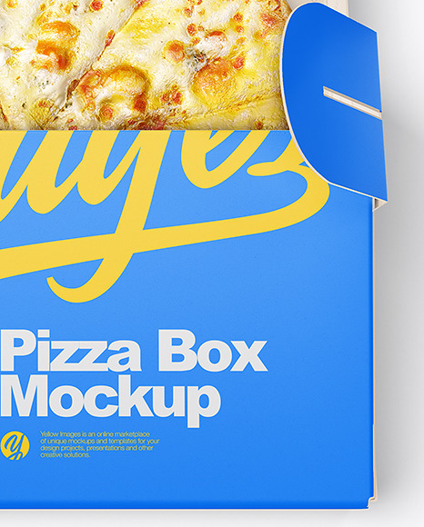 Opened Matte Paper Box w/ Cheese Pizza Mockup