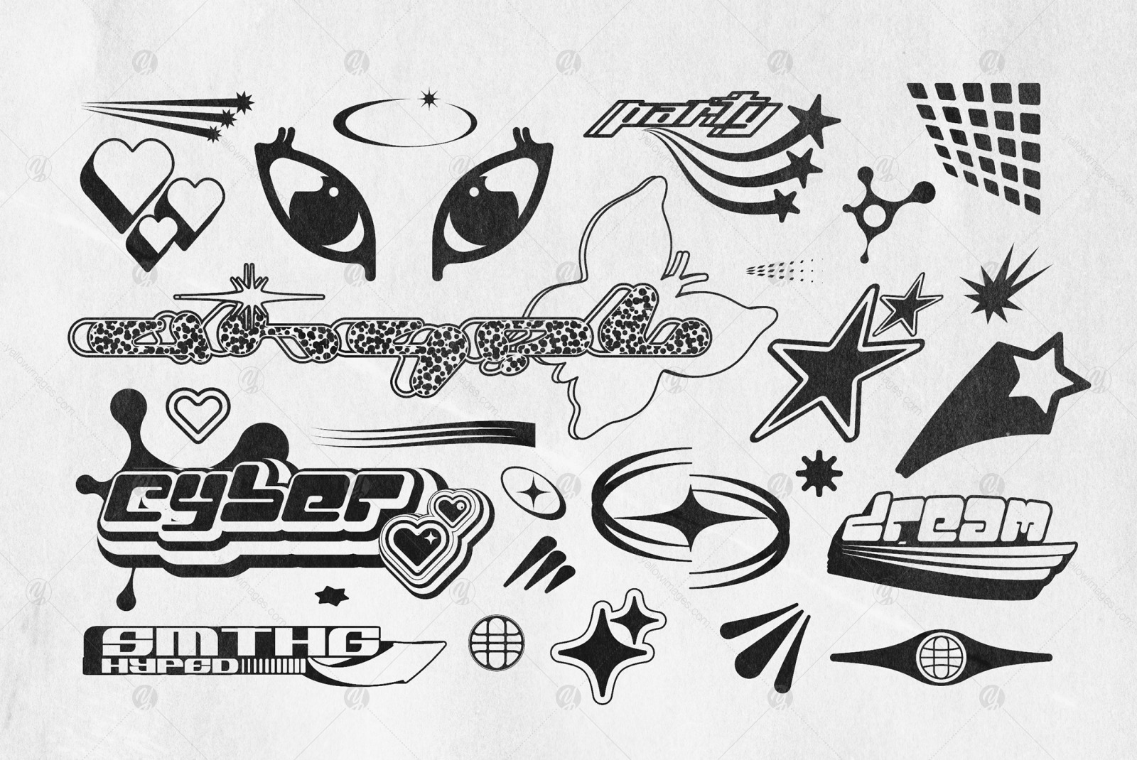 Y2K 240 Shapes Badges Graphic Styles Y2K 240 Shapes Badges Graphic Styles