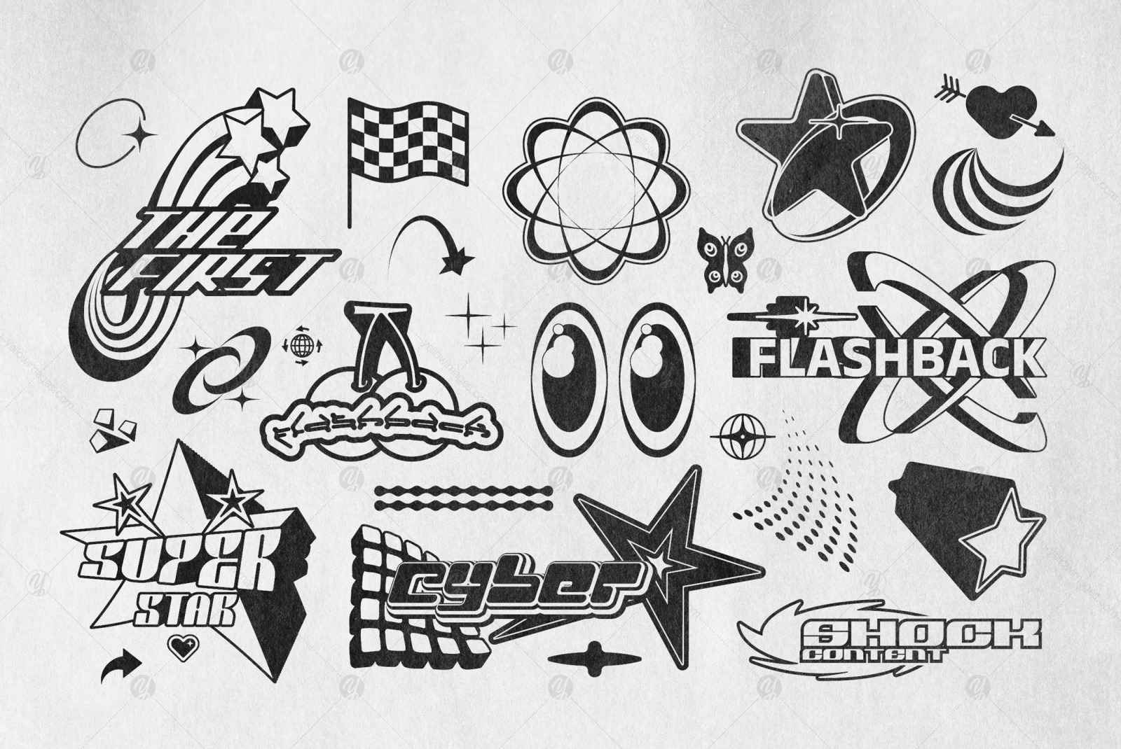 Y2K 240 Shapes Badges Graphic Styles Y2K 240 Shapes Badges Graphic Styles