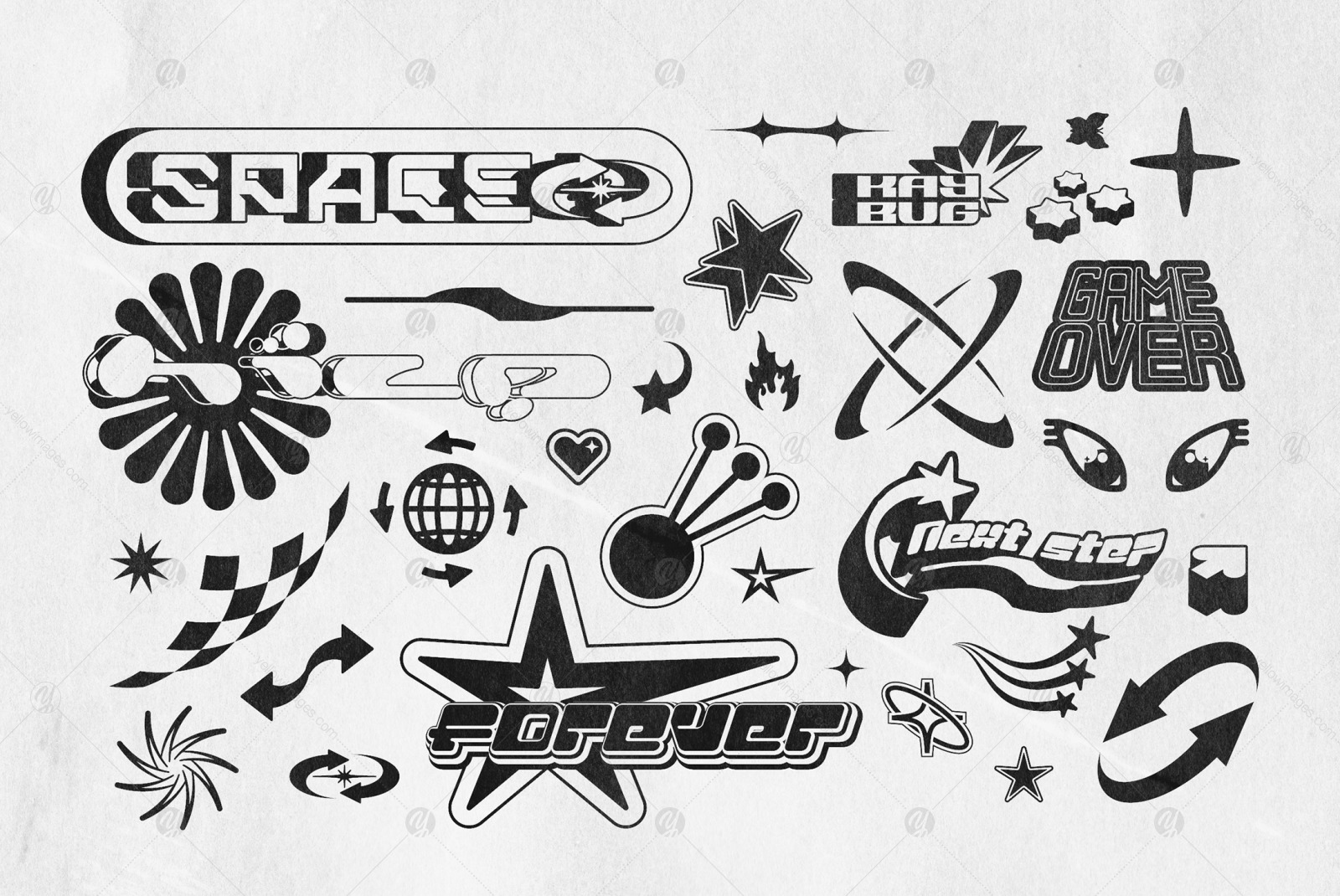Y2K 240 Shapes Badges Graphic Styles Y2K 240 Shapes Badges Graphic Styles