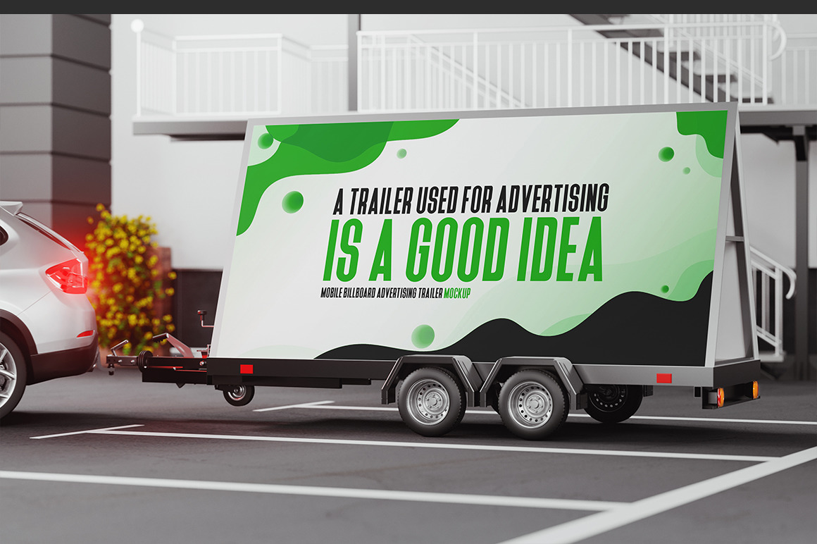 Mobile Billboard Advertising Trailer Mockup