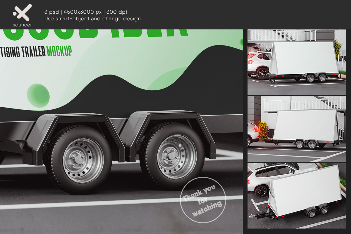 Mobile Billboard Advertising Trailer Mockup