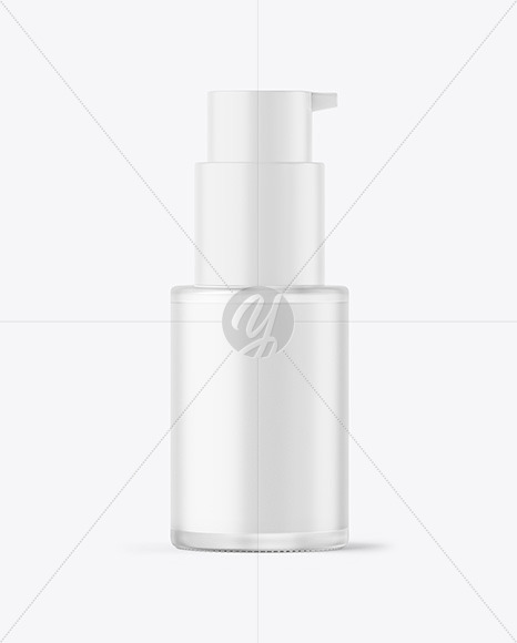 Frosted Glass Liquid Soap Cosmetic Bottle with Pump Mockup