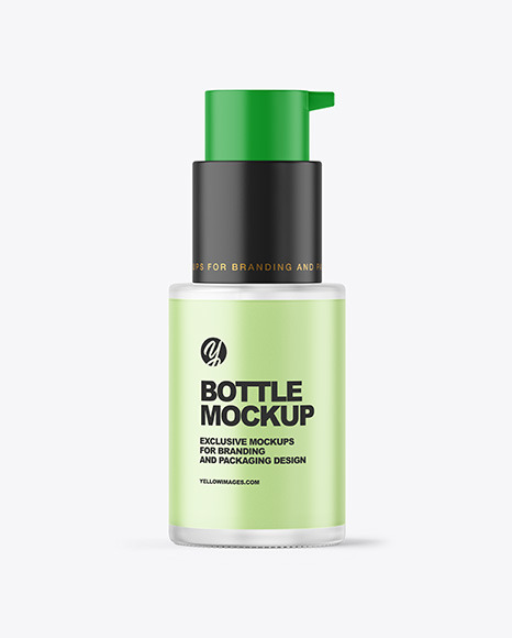 Frosted Glass Liquid Soap Cosmetic Bottle with Pump Mockup