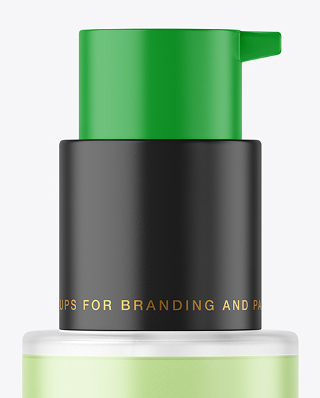 Frosted Glass Liquid Soap Cosmetic Bottle with Pump Mockup