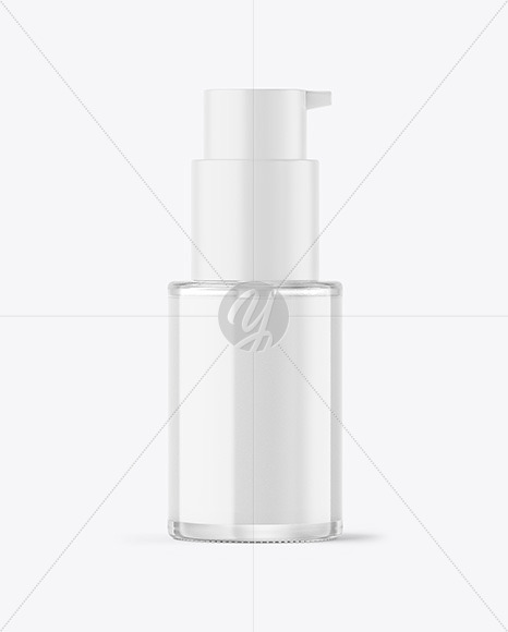 Clear Glass Cosmetic Bottle with Pump Mockup