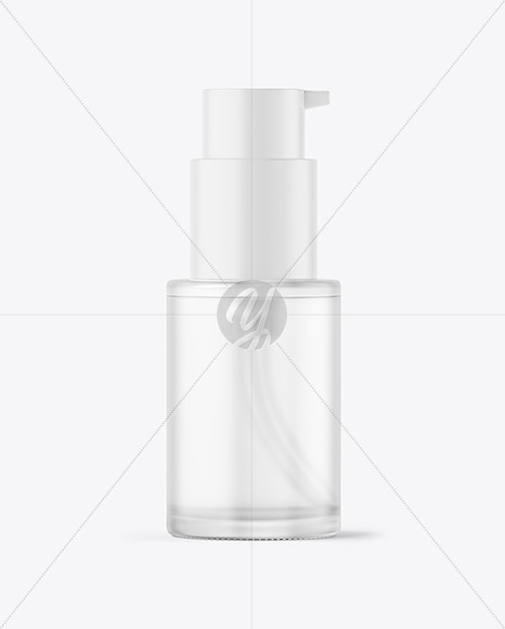 Frosted Glass Cosmetic Bottle with Pump Mockup Frosted Glass Cosmetic Bottle with Pump Mockup