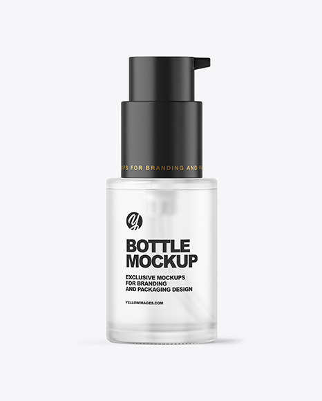 Frosted Glass Cosmetic Bottle with Pump Mockup Frosted Glass Cosmetic Bottle with Pump Mockup