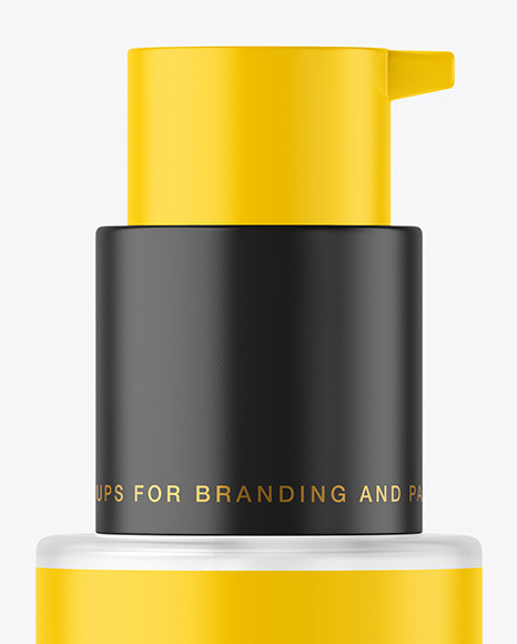 Frosted Glass Cosmetic Bottle with Pump Mockup Frosted Glass Cosmetic Bottle with Pump Mockup