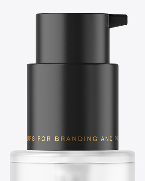 Frosted Glass Cosmetic Bottle with Pump Mockup Frosted Glass Cosmetic Bottle with Pump Mockup