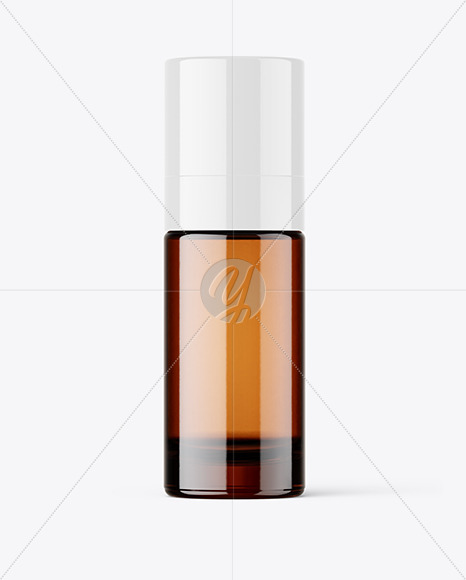Amber Glass Cosmetic Bottle w\ Pump Mockup Amber Glass Cosmetic Bottle w\ Pump Mockup