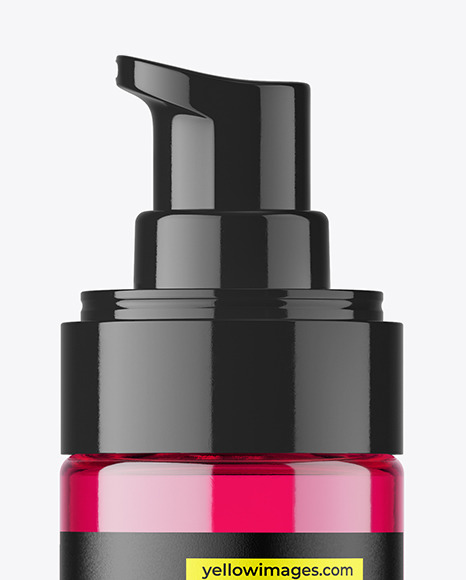 Colored Glass Cosmetic Bottle w\ Pump Mockup