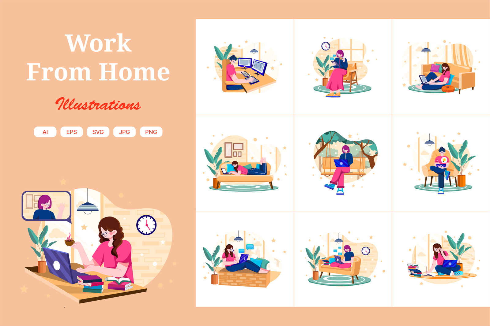 M593_Work From Home Illustration Pack M593_Work From Home Illustration Pack