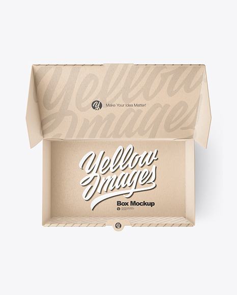 Opened Kraft Paper Box Mockup