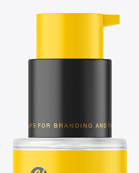 Frosted Glass Cosmetic Bottle with Pump Mockup Frosted Glass Cosmetic Bottle with Pump Mockup