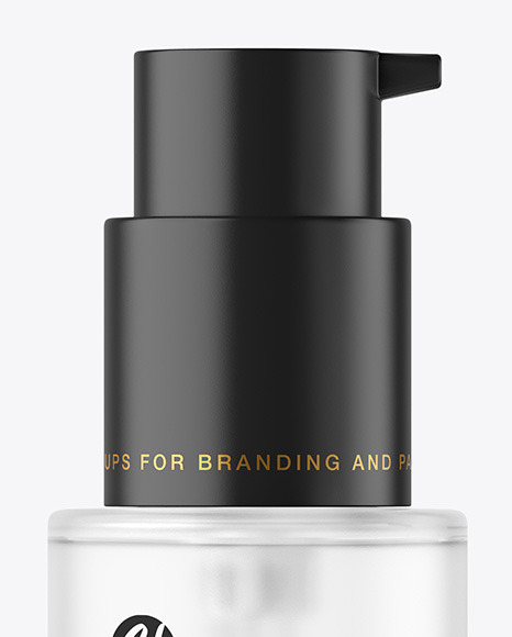 Frosted Glass Cosmetic Bottle with Pump Mockup