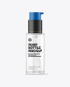 Clear Glass Cosmetic Bottle with Pump Mockup