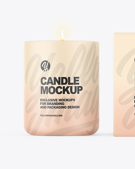 Matte Candle W/ Box Mockup