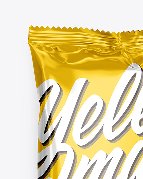 Glossy Metallic Snack Package Mockup