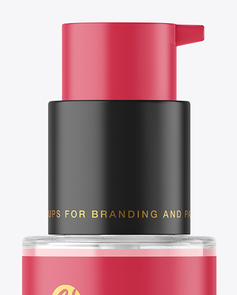 Clear Glass Cosmetic Bottle with Pump Mockup Clear Glass Cosmetic Bottle with Pump Mockup