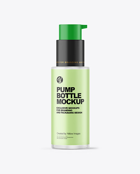 Frosted Glass Cosmetic Bottle with Pump Mockup Frosted Glass Cosmetic Bottle with Pump Mockup
