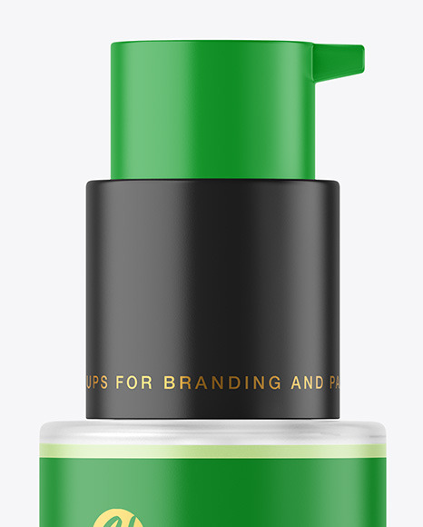 Frosted Glass Cosmetic Bottle with Pump Mockup Frosted Glass Cosmetic Bottle with Pump Mockup