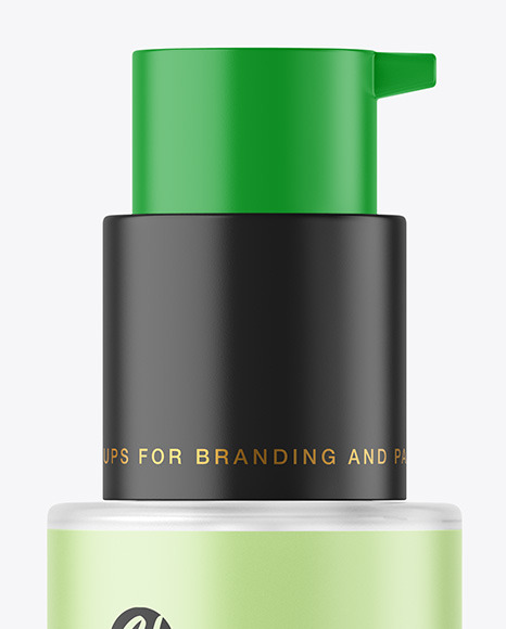 Frosted Glass Cosmetic Bottle with Pump Mockup Frosted Glass Cosmetic Bottle with Pump Mockup