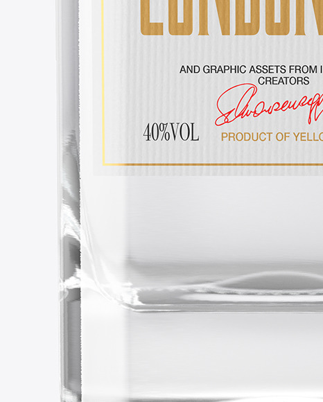 Clear Glass Dry Gin Bottle Mockup