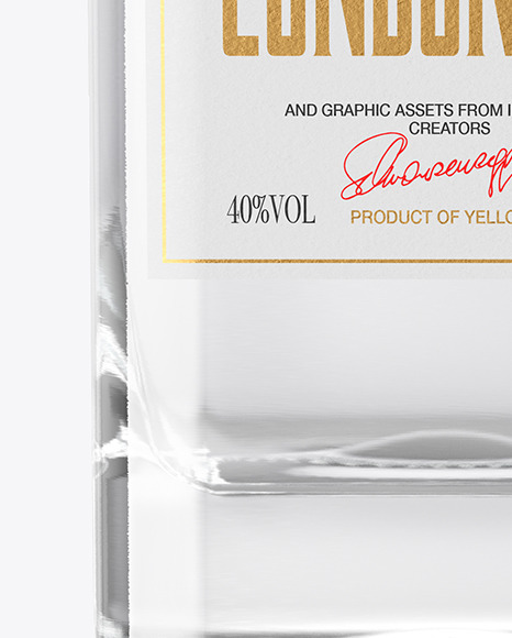 Clear Glass Dry Gin Bottle Mockup