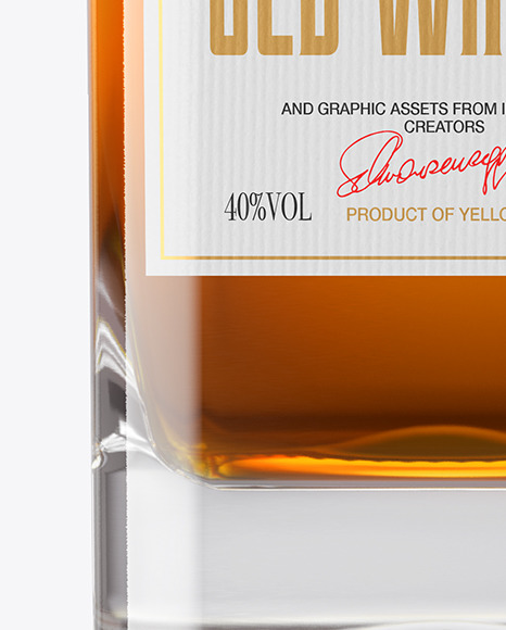 Clear Glass Whisky Bottle Mockup