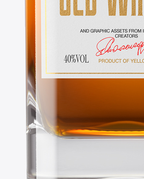 Clear Glass Whisky Bottle Mockup