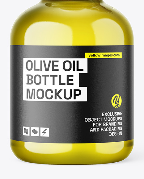 Clear Glass Olive Oil Bottle Mockup