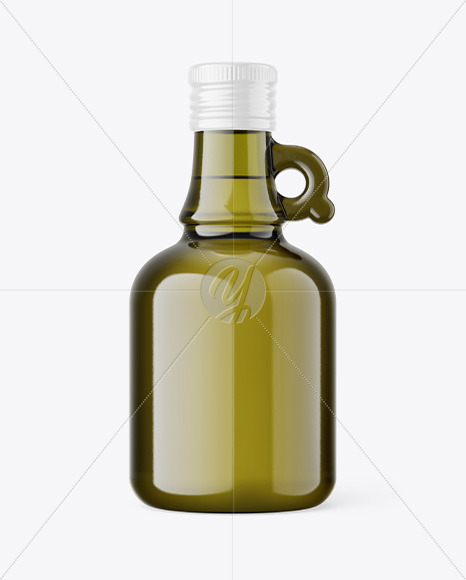 Green Glass Olive Oil Bottle Mockup