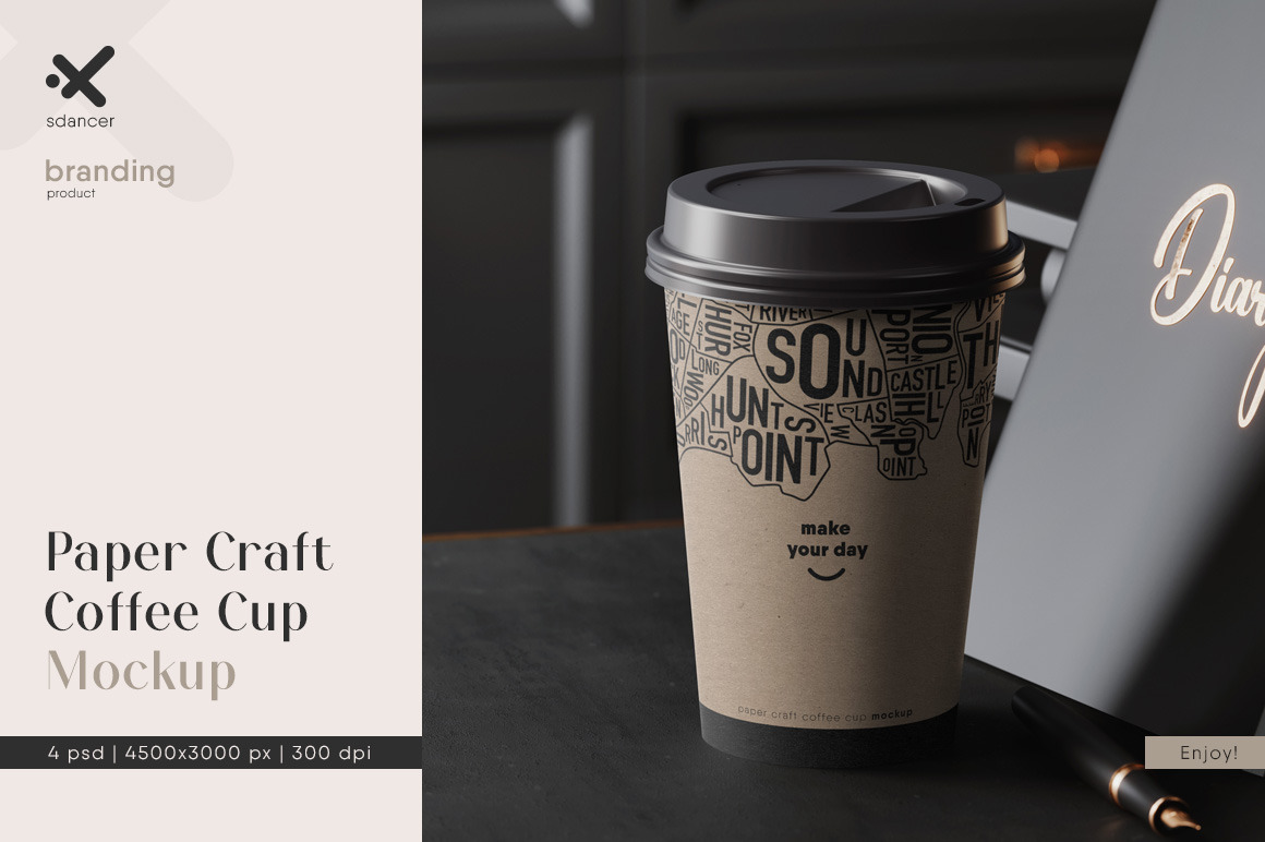 Paper Craft Coffee Cup Mockup