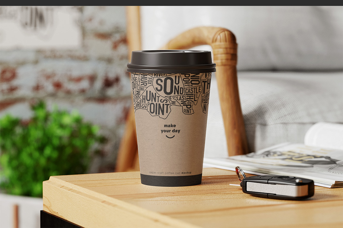 Paper Craft Coffee Cup Mockup