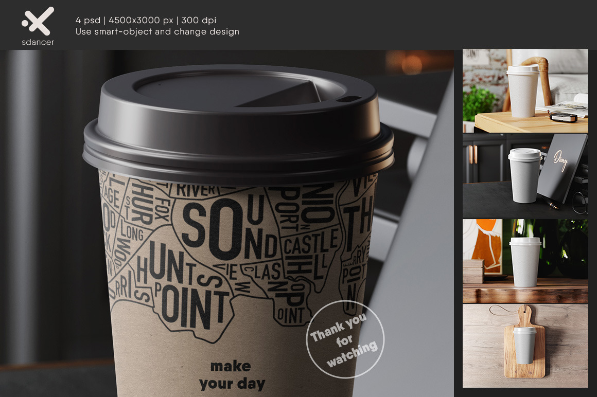 Paper Craft Coffee Cup Mockup