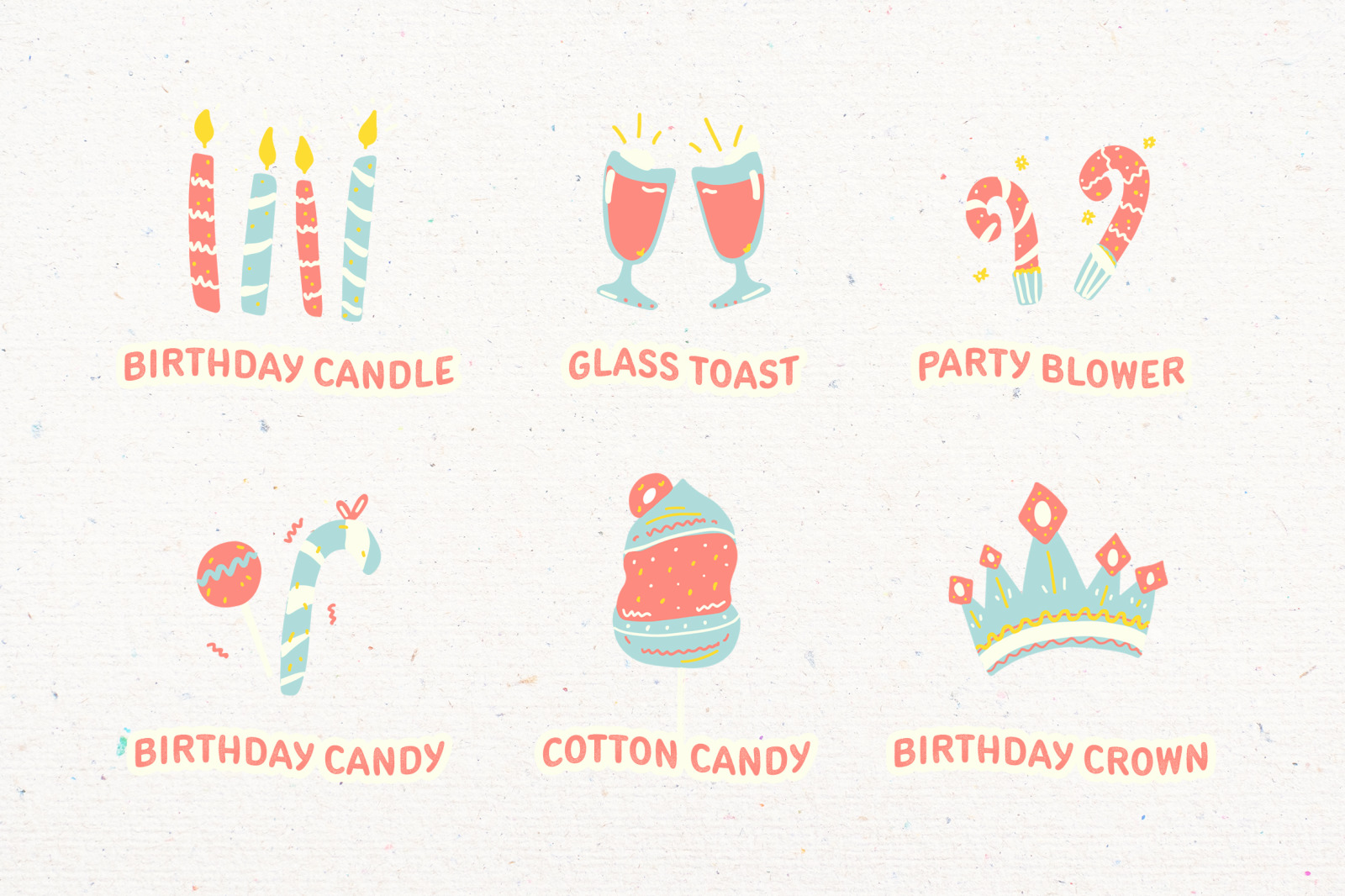 Softy Hand Drawn Birthday Illustration Set Softy Hand Drawn Birthday Illustration Set