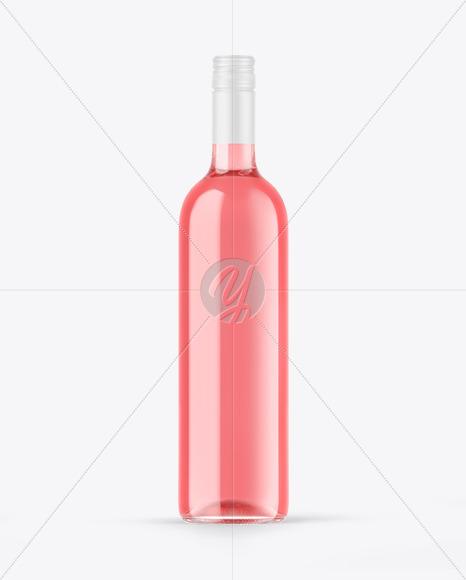 Clear Glass Pink Wine Bottle Mockup