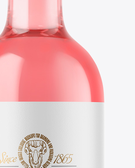 Clear Glass Pink Wine Bottle Mockup