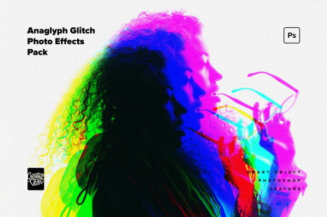 Anaglyph Glitch Photo Effects Pack - Glitch portrait