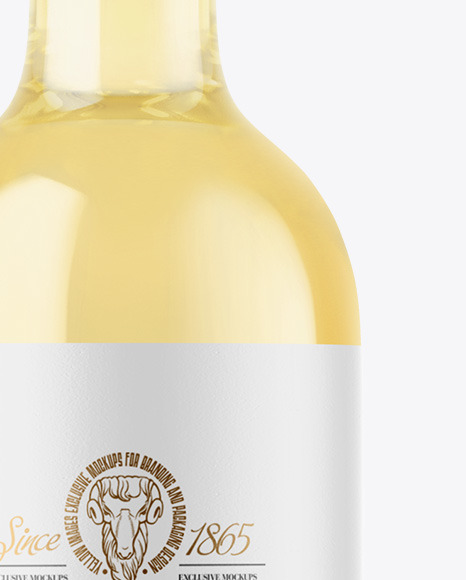 Clear Glass White Wine Bottle Mockup