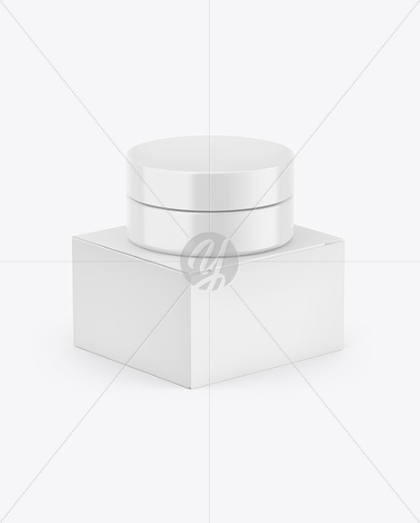 Glossy Jar W/ Paper Box Mockup