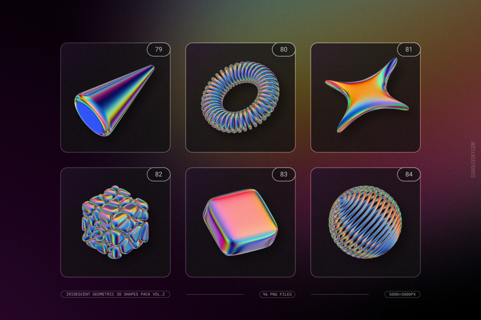 Iridescent geometric 3D shapes pack Vol.2 Iridescent geometric 3D shapes pack Vol.2