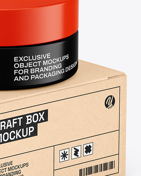 Glossy Jar W/ Kraft Box Mockup