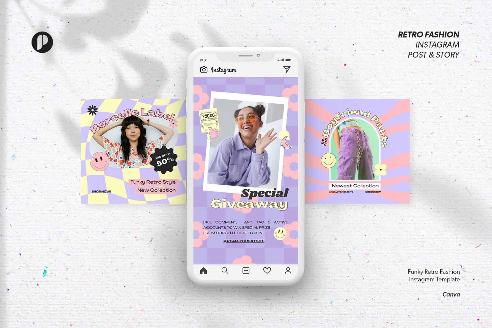 Lilac Bright Funky Retro Fashion Promotion Instagram Template Lilac Bright Funky Retro Fashion Promotion Instagram Template