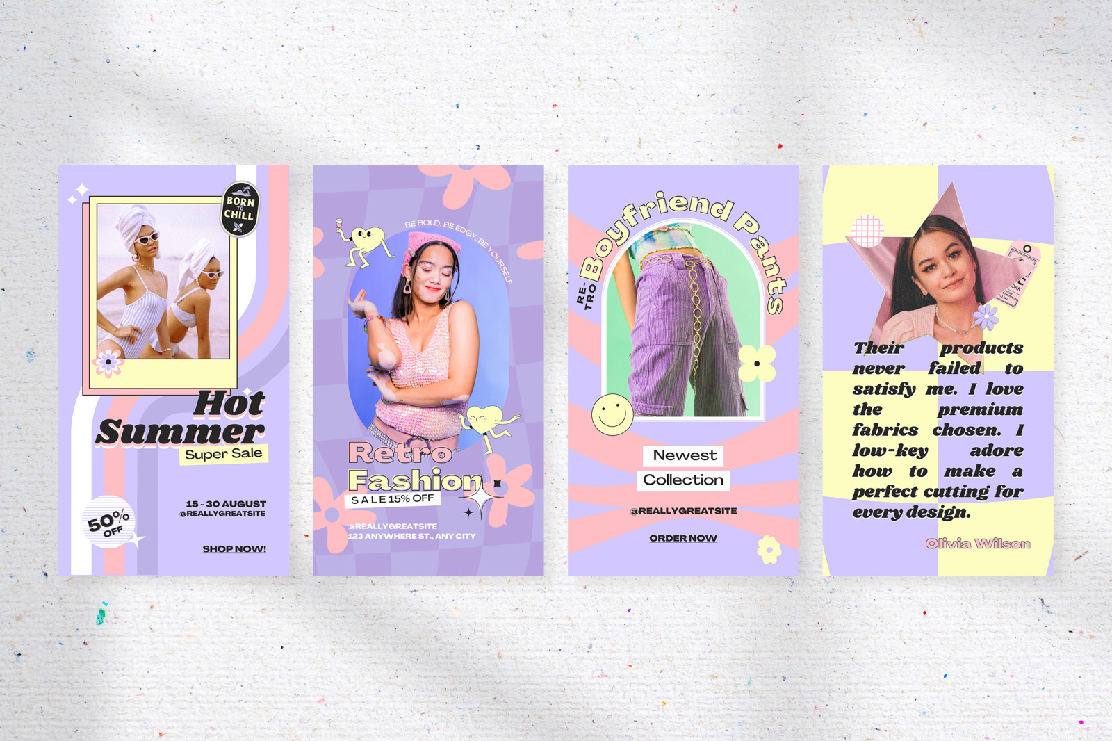 Lilac Bright Funky Retro Fashion Promotion Instagram Template