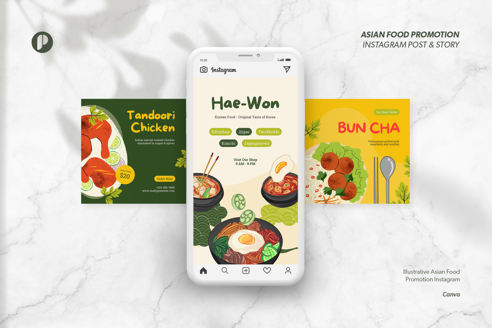 Greenish Illustrative Asian Food Promotion Instagram