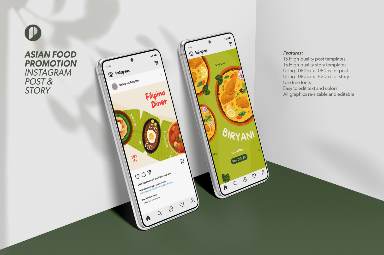 Greenish Illustrative Asian Food Promotion Instagram