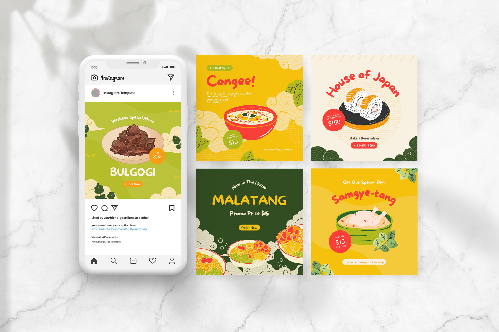 Greenish Illustrative Asian Food Promotion Instagram