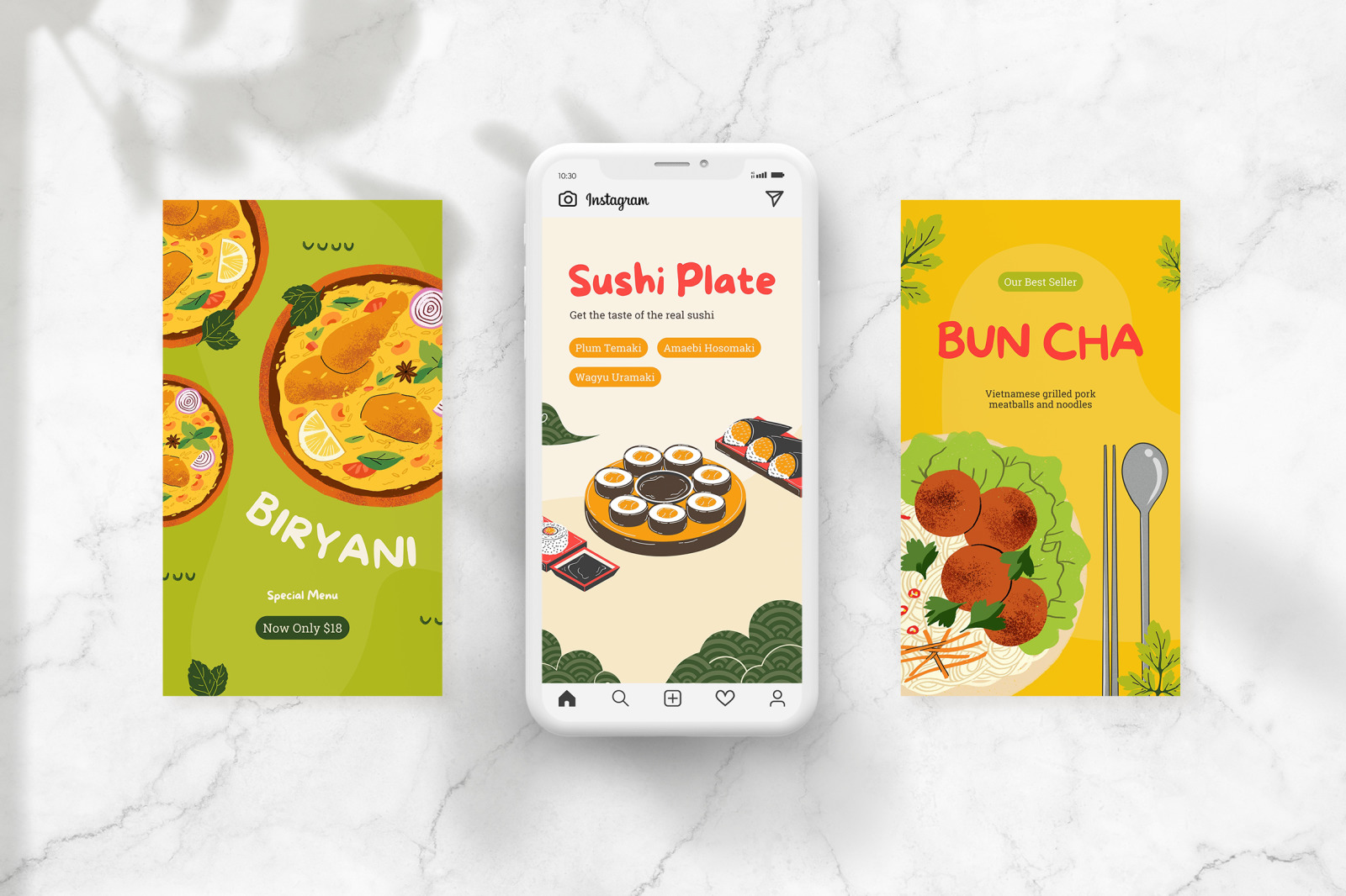 Greenish Illustrative Asian Food Promotion Instagram